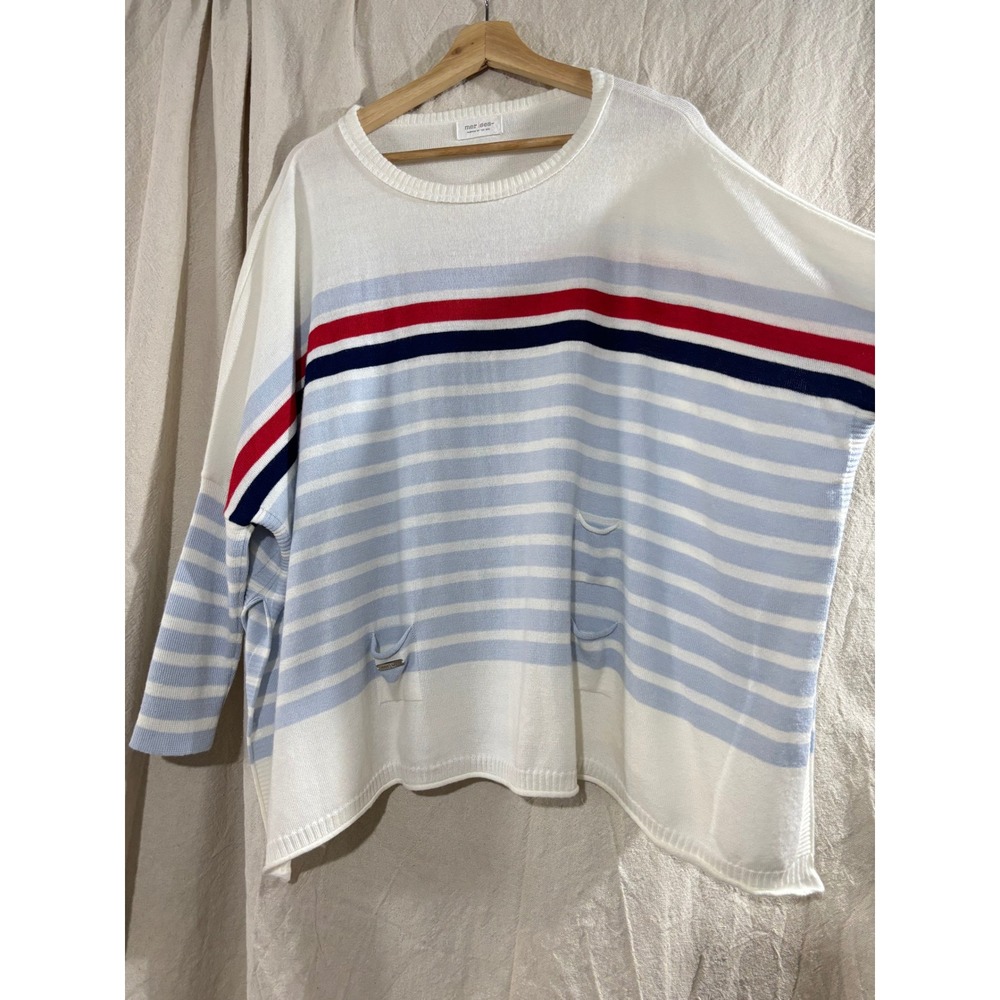 Mer-Sea & Co Mersea Striped Oversized Knit Sweater OSFM Blue White Red Nautical
